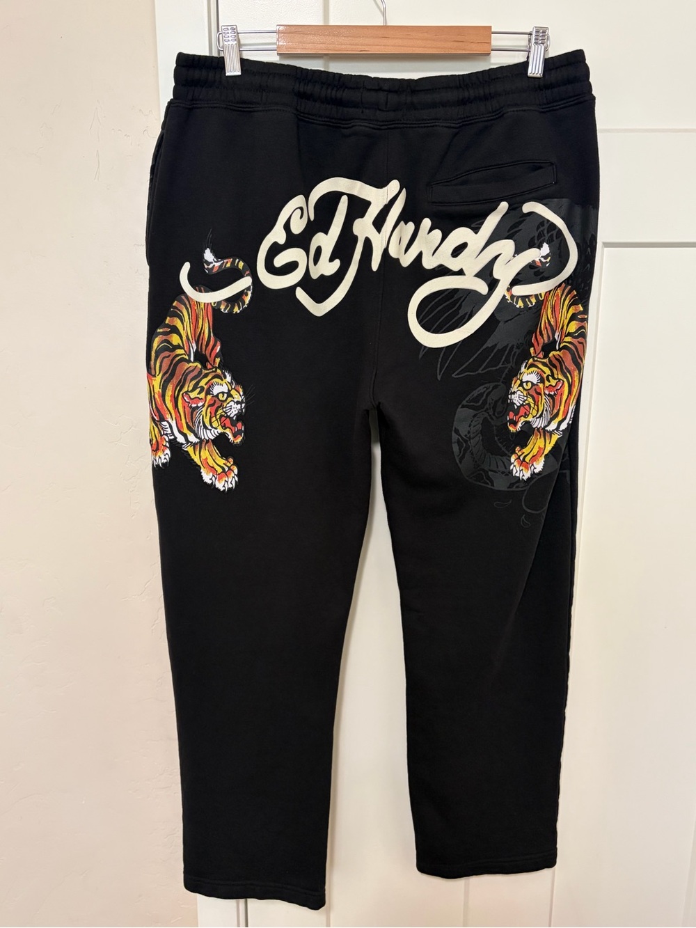 Ed Hardy Crawling Tigers Wide Leg Pant Black Size XL - Picture 5 of 12